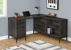 60" L-Shaped Dark Gray Contemporary Office Desk