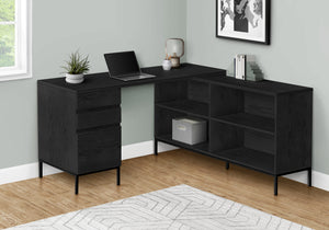 60" L-Shaped Black Contemporary Office Desk