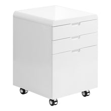 Load image into Gallery viewer, 18&quot; Modern White Gloss Mobile File Cabinet
