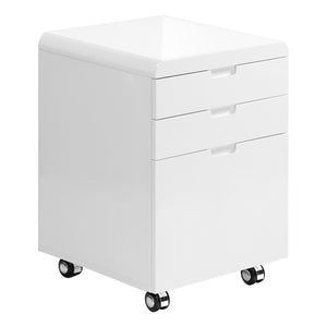 18" Modern White Gloss Mobile File Cabinet