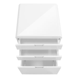 18" Modern White Gloss Mobile File Cabinet