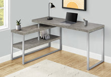 Load image into Gallery viewer, 60" Grey L-Shaped Corner Desk with Storage