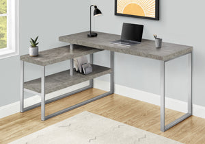 60" Grey L-Shaped Corner Desk with Storage