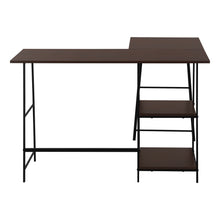 Load image into Gallery viewer, Industrial-Style 47" L-Shaped Writing Desk with Open Shelves