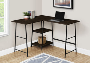 Industrial-Style 47" L-Shaped Writing Desk with Open Shelves