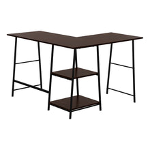 Load image into Gallery viewer, Industrial-Style 47" L-Shaped Writing Desk with Open Shelves