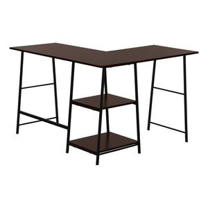 Industrial-Style 47" L-Shaped Writing Desk with Open Shelves