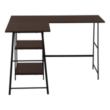 Load image into Gallery viewer, Industrial-Style 47" L-Shaped Writing Desk with Open Shelves