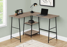 Load image into Gallery viewer, Dark Taupe Industrial-Style 47" L-Shaped Writing Desk with Open Shelves
