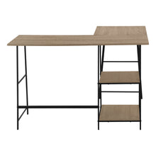 Load image into Gallery viewer, Dark Taupe Industrial-Style 47" L-Shaped Writing Desk with Open Shelves