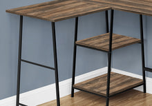 Load image into Gallery viewer, Brown Industrial-Style 47&quot; L-Shaped Writing Desk with Open Shelves
