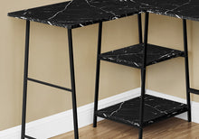 Load image into Gallery viewer, Industrial-Style 47" Black Marble L-Shaped Writing Desk with Open Shelves