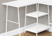 Load image into Gallery viewer, Industrial-Style 47" White L-Shaped Writing Desk with Open Shelves