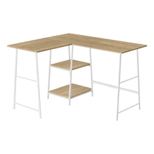 Load image into Gallery viewer, Industrial-Style 47" Natural L-Shaped Writing Desk with Open Shelves