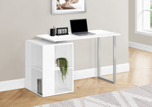 Load image into Gallery viewer, 55&quot; White Modern Desk with Storage and U-Shaped Metal Legs
