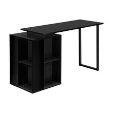 Load image into Gallery viewer, 55" Black Modern Desk with Storage and U-Shaped Metal Legs