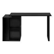 Load image into Gallery viewer, 55" Black Modern Desk with Storage and U-Shaped Metal Legs