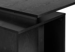55" Black Modern Desk with Storage and U-Shaped Metal Legs