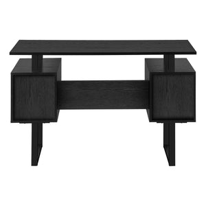 47" Black Contemporary Computer Desk with Storage Cabinets