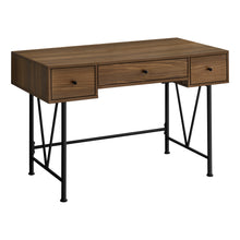 Load image into Gallery viewer, 47" Walnut Industrial-Style Contemporary Computer Desk with Storage