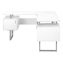 Load image into Gallery viewer, White 57" Mid-Century Modern L-Shaped Computer Desk