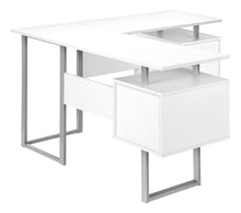 Load image into Gallery viewer, White 57&quot; Mid-Century Modern L-Shaped Computer Desk
