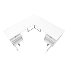 Load image into Gallery viewer, White 57" Mid-Century Modern L-Shaped Computer Desk