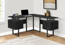 Load image into Gallery viewer, Black 57&quot; Mid-Century Modern L-Shaped Computer Desk
