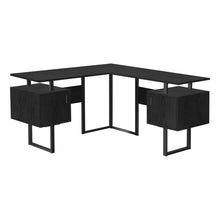 Load image into Gallery viewer, Black 57" Mid-Century Modern L-Shaped Computer Desk