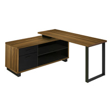 Load image into Gallery viewer, Walnut and Black 72" Executive L-Shaped Desk