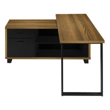 Load image into Gallery viewer, Walnut and Black 72" Executive L-Shaped Desk