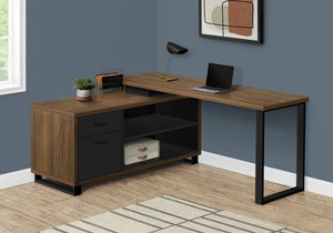 Walnut and Black 72" Executive L-Shaped Desk