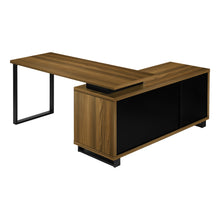 Load image into Gallery viewer, Walnut and Black 72&quot; Executive L-Shaped Desk
