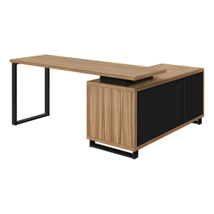 Brown and Black 72" Executive L-Shaped Desk