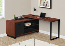 Load image into Gallery viewer, Cherry and Black 72" Executive L-Shaped Desk