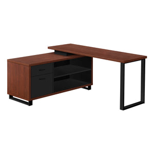 Cherry and Black 72" Executive L-Shaped Desk