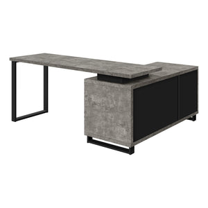 Grey and Black 72" Executive L-Shaped Desk