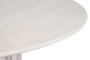 Modern 54" Round Reclaimed Pine Meeting Table in Whitewash Finish