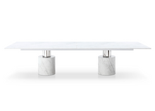 Load image into Gallery viewer, Modern 15-foot White Marble & Stainless Conference Table
