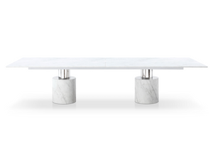 Modern 15-foot White Marble & Stainless Conference Table