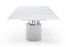 Load image into Gallery viewer, Modern 15-foot White Marble &amp; Stainless Conference Table
