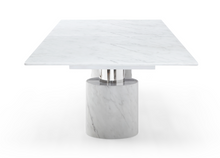 Load image into Gallery viewer, Modern 15-foot White Marble & Stainless Conference Table