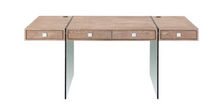 Load image into Gallery viewer, Modern 69" Executive Desk with Walnut 4 Drawer Top & Premium Glass Legs