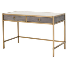 Load image into Gallery viewer, 49" Glass Top Pearl Shagreen Desk