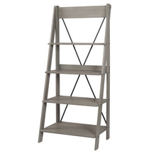 Load image into Gallery viewer, 68&quot; Solid Wood Ladder Bookcase in Gray Woodgrain
