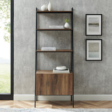 Load image into Gallery viewer, 72&quot; Ladder Bookcase with Storage Cabinet in Rustic Oak
