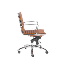 Load image into Gallery viewer, Modern Cognac Leatherette & Chrome Low Back Office Chair