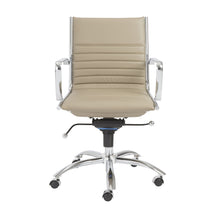 Load image into Gallery viewer, Low Back Taupe Leather & Chrome Office Chair