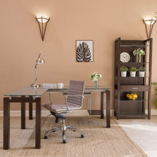 Load image into Gallery viewer, Low Back Taupe Leather & Chrome Office Chair