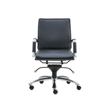 Load image into Gallery viewer, Classy Blue Leather & Chrome Modern Low Back Office Chair